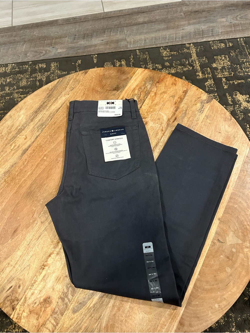 Joseph Abboud Slate Gray Slim Fit Comfort Stretch Pants 34x30” NWT